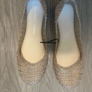 Mini Melissa Women's Beige Mesh Flats